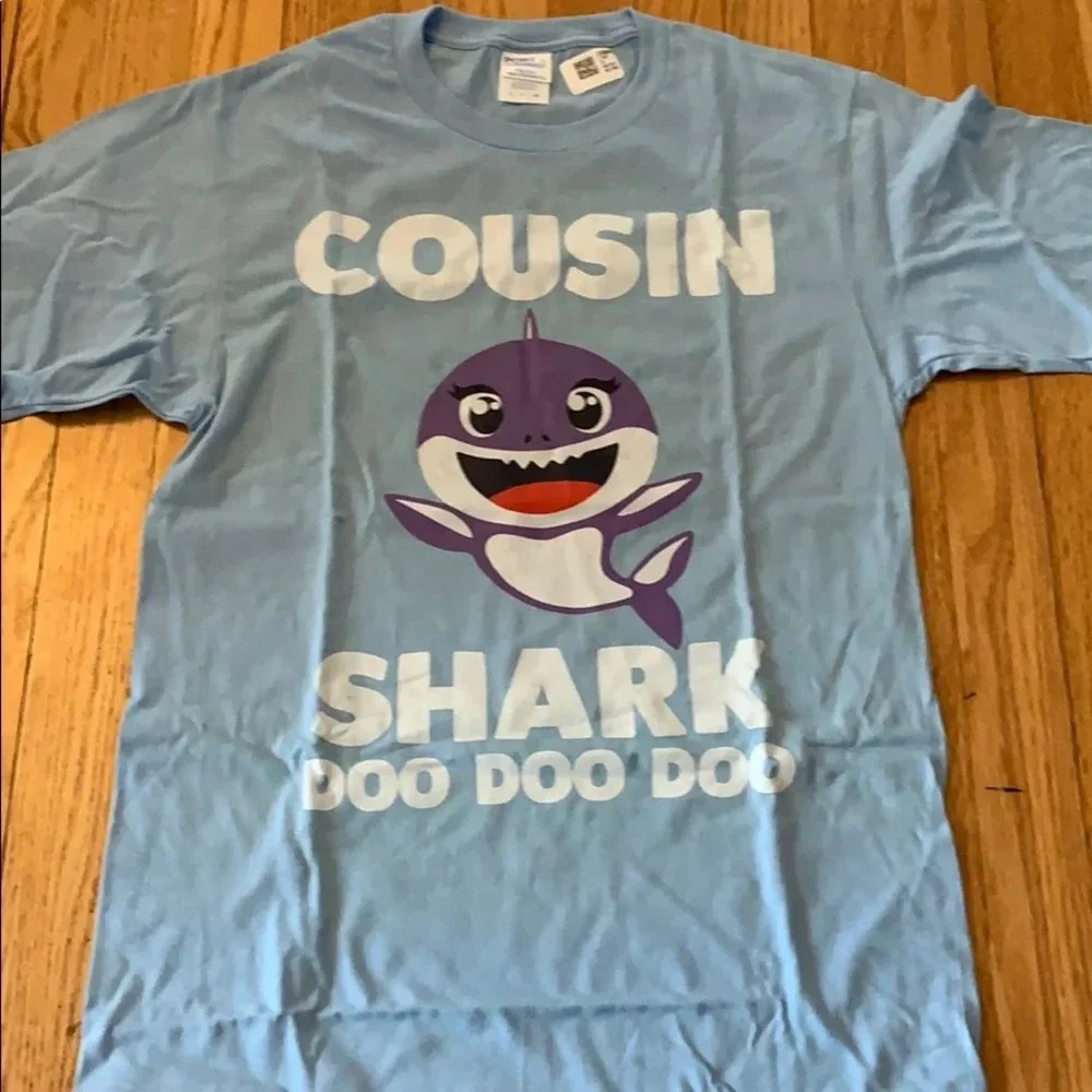 NWT! Cousin Shark light blue baby shark t-shirt
